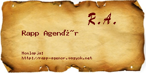 Rapp Agenór névjegykártya